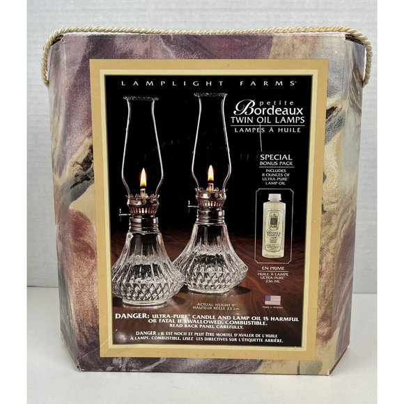 Lamp Light Farms Petite Bordeaux Oil Lamp Set of 2 Includes Lamp Oil - Picture 1 of 13